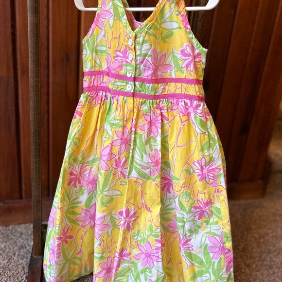 👒Lilly Pulitzer Girls Size 6 Garden Vista Jungle Elephant Floral Dress👒 - Picture 5 of 6